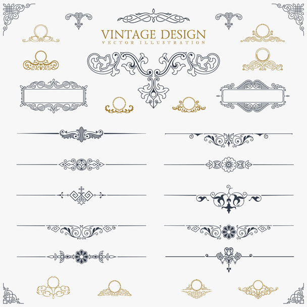 Baroque Set of vintage decor elements calligraphic ornaments - Vektor, obrázek
