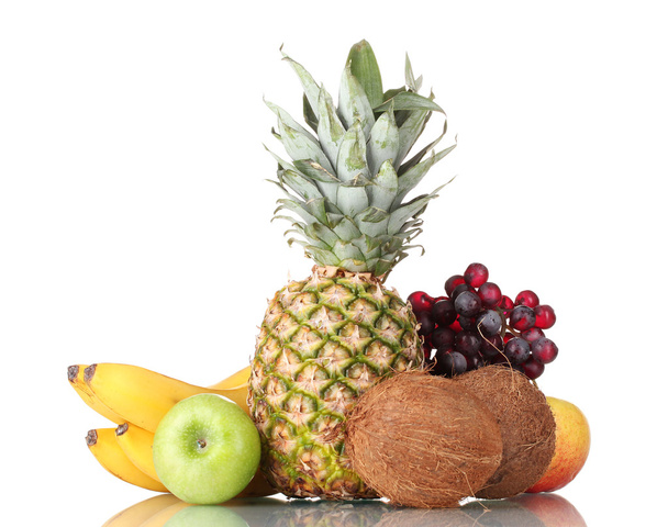 Fresh tropical fruits isolated on white - Фото, зображення