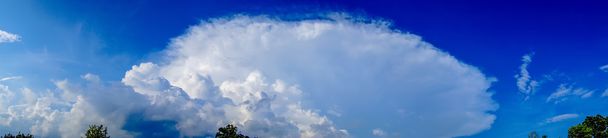Panorama van een cumulous wolk op blauwe hemel - Foto, afbeelding