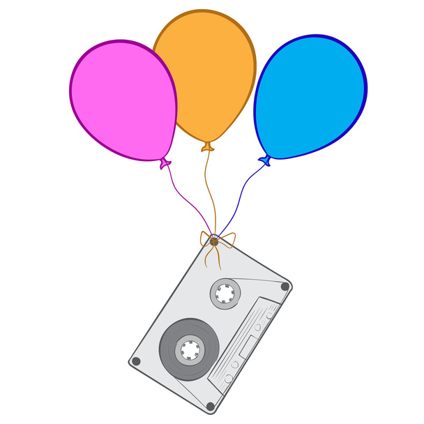 Bir balon üzerinde ses kaseti - Vektör, Görsel