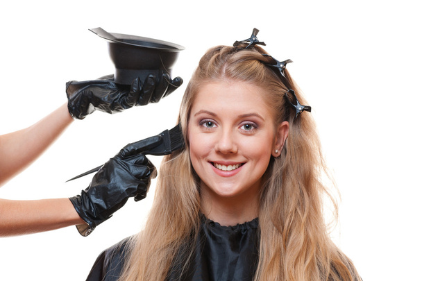 Hairdresser doing hair dye - Photo, Image