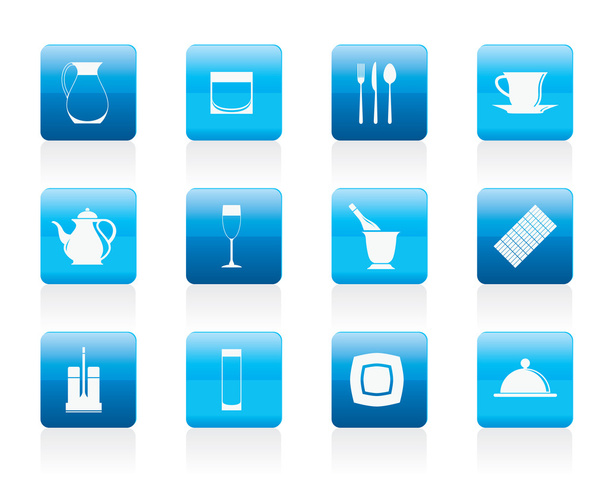 Restaurant, cafe, bar and night club icons - Vector, afbeelding