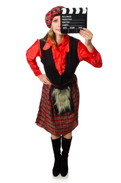 Vicces nő a skót film board-ruházat - Fotó, kép