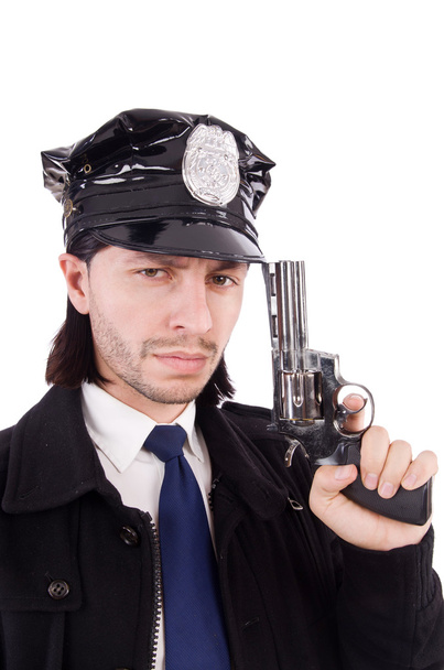 Policjant odizolowany na białym - Zdjęcie, obraz