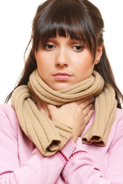 Woman in scarf have a flu - Foto, imagen