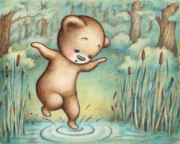 Медвежонок Тедди у пруда
 - Фото, изображение