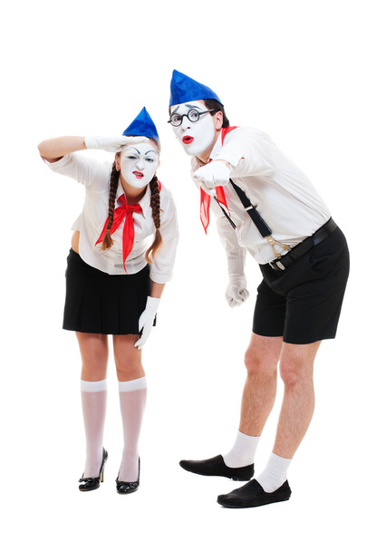 Two mimes looking at something - Photo, Image