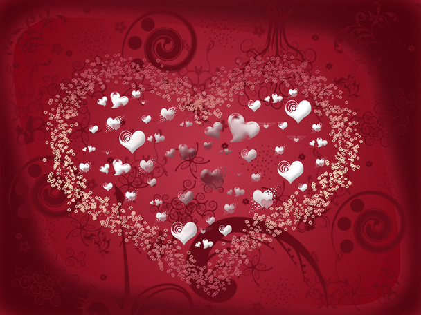 Κάρτα του Αγίου Βαλεντίνου με την καρδιά γεμάτη με μικρές καρδιές - Φωτογραφία, εικόνα