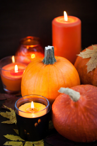Halloween pumpkins and candles - Fotografie, Obrázek