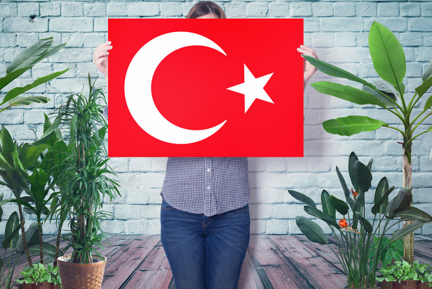 Τουρκική σημαία, τουρκικό χάρτη, μελέτη - Φωτογραφία, εικόνα