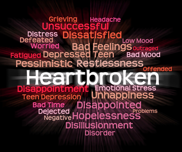 Heartbroken Word Shows Heavy Hearted and Disconsolate
 - Фото, изображение