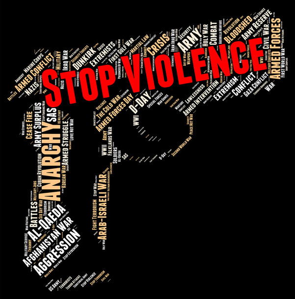 Stop Violence Indicates Warning Sign And Caution - Photo, Image