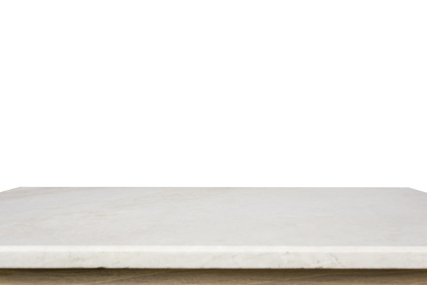 Plateau vide de table en pierre blanche identifiable isolé sur fond blanc
 - Photo, image
