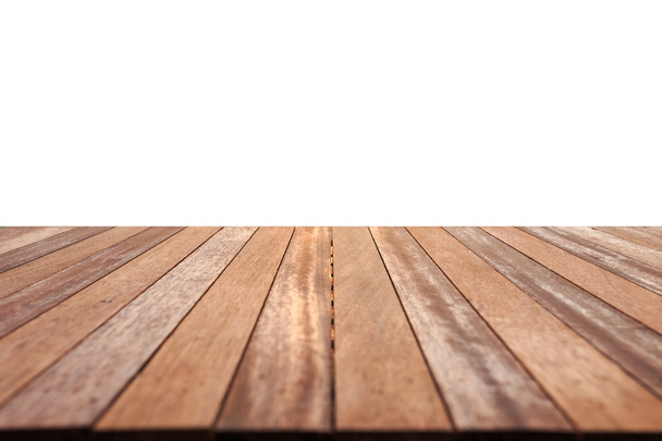 Prázdné horní části dřevěný stůl či pult izolovaných na bílém poza - Fotografie, Obrázek