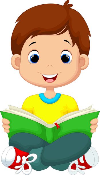 kleine jongen die een boek leest - Vector, afbeelding
