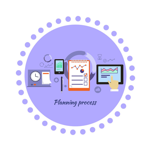 Planning Process Icon Flat Design - ベクター画像