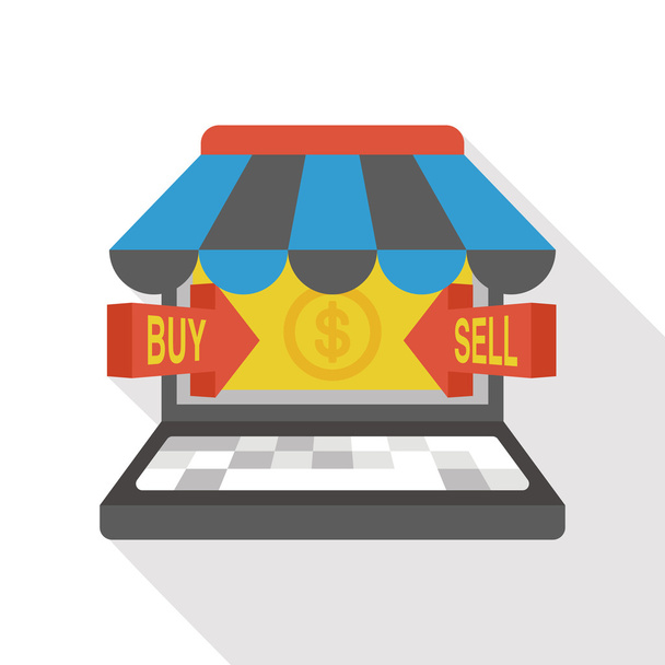 online shopping by computer flat icon - Vector, Image