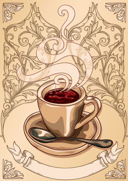 Cup of coffee emblem - Διάνυσμα, εικόνα