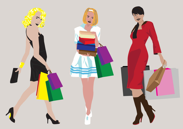 Mädchen beim Einkaufen - Vektor, Bild