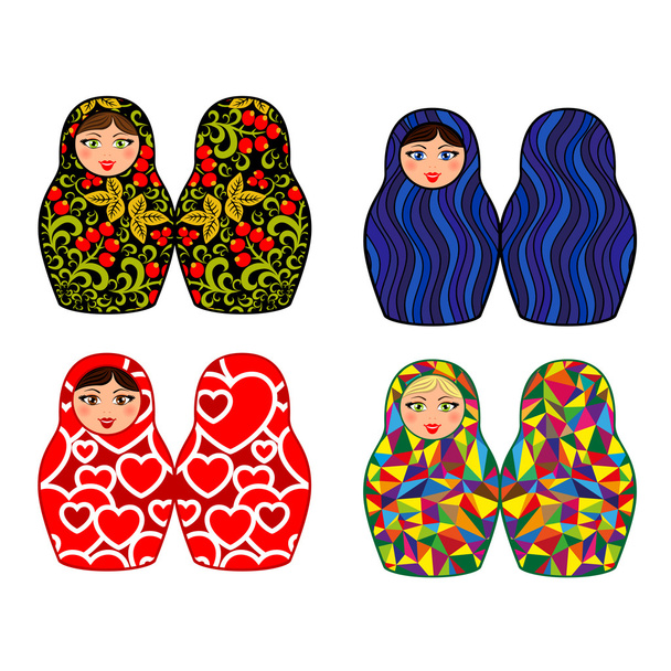 Russian dolls - matryoshka, set - Vector, afbeelding