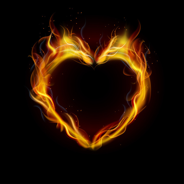 Symbol of love ring of Fire with black background - Vector, Image
