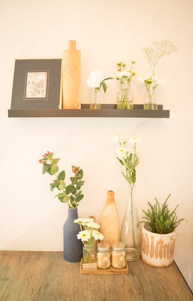 Small plant pot displayed in coffee shop vintage color - Photo, Image