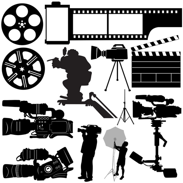 Film, camera and equipments - Vector, Image