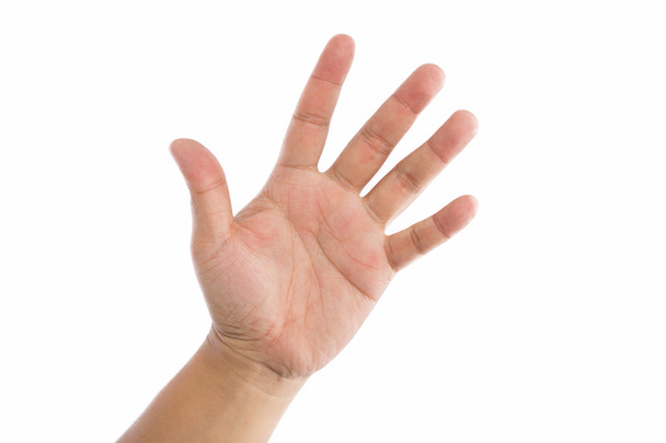 Homme mains sur fond blanc
 - Photo, image