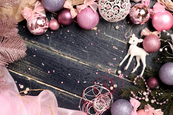 Christmas Composition in Pink - Zdjęcie, obraz