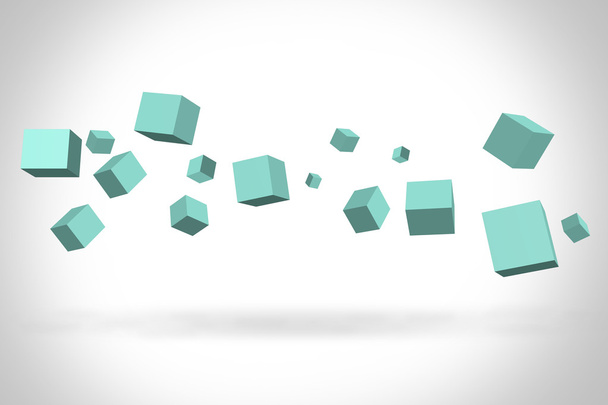 Бірюзові кубики підвішені в повітрі
 - Фото, зображення