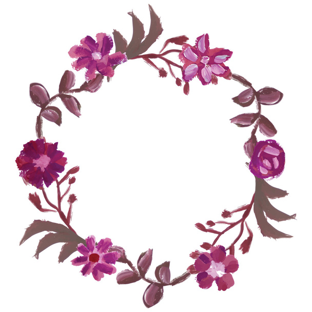 Round floral frame. - Vector, Image
