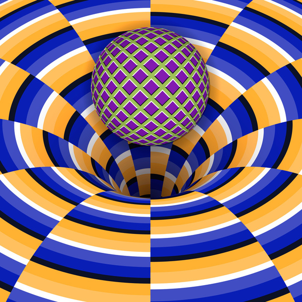 Оптическая иллюзия попадания мяча в лунку
 - Вектор,изображение