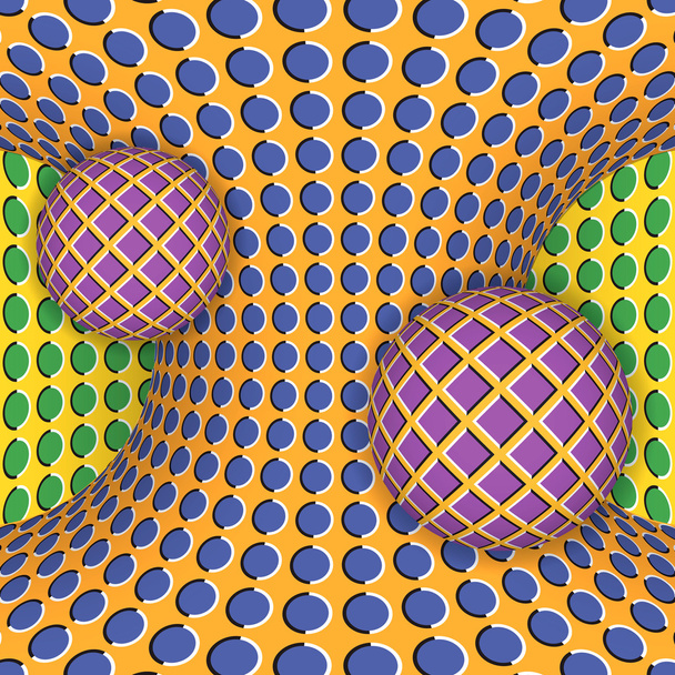 Оптична ілюзія обертання двох кульок навколо рухомого гіперболоїда
 - Вектор, зображення