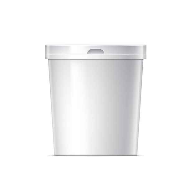 White plastic bucket with lid - Διάνυσμα, εικόνα