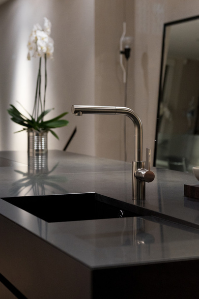 Granite SInk and Stylish Faucet - Фото, изображение
