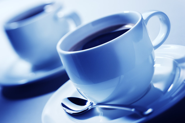 koffie in blauw - Foto, afbeelding