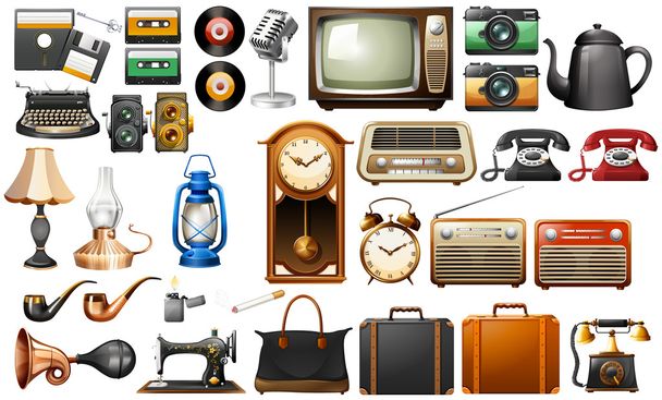 Different kind of antiques - Vector, Image
