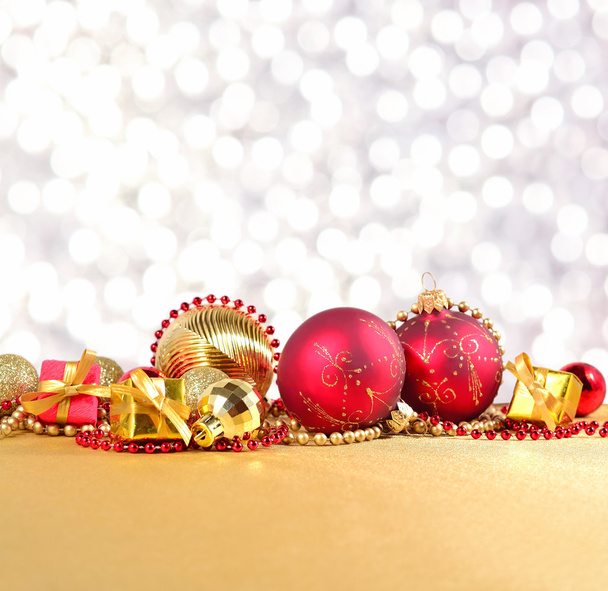 Golden and red Christmas decorations - Foto, Imagen