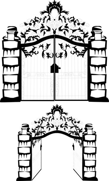forged gate illustration - Vector, Image