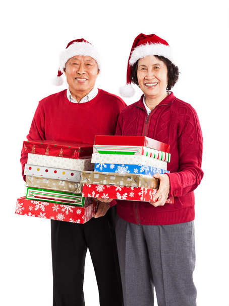 Senior Aziatische paar vieren van Kerstmis - Foto, afbeelding