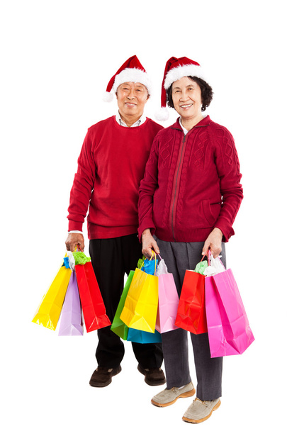 Senior Asian couple celebrating Christmas - Photo, Image