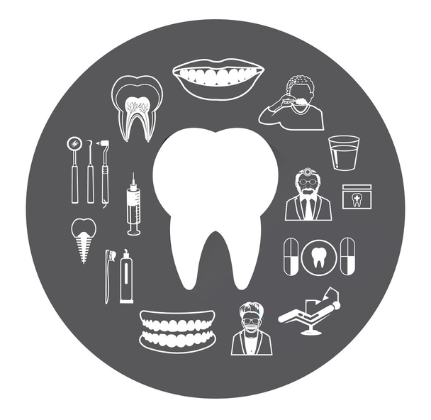 Dental icons set - Vector, Image