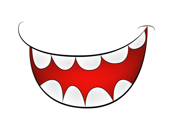 Sorriso de desenhos animados, boca, lábios com dentes. ilustração de malha vetorial isolada no fundo branco
 - Vetor, Imagem
