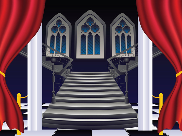 Gothic Stairs Interior - Διάνυσμα, εικόνα