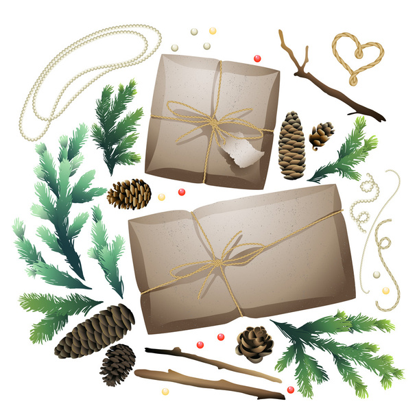 Christmas gift package collection - Vector, Image