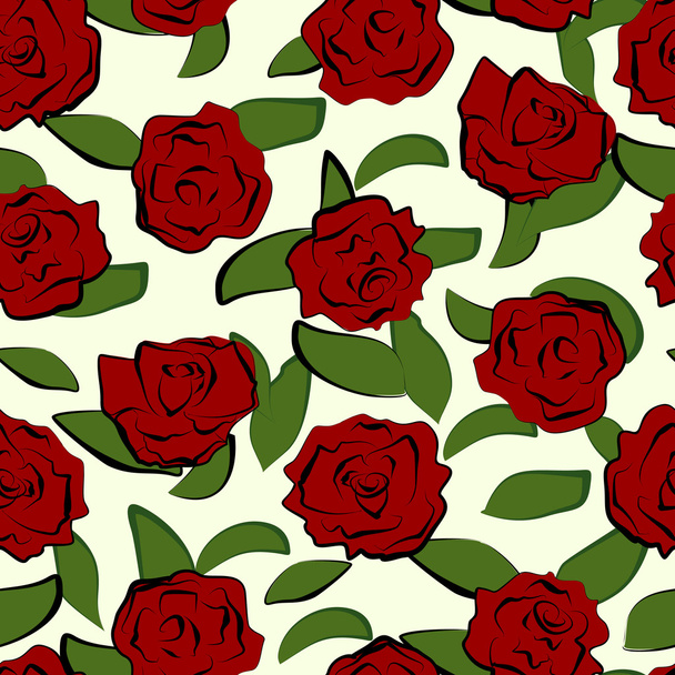 Seamless pattern with red roses. - Vector, Image