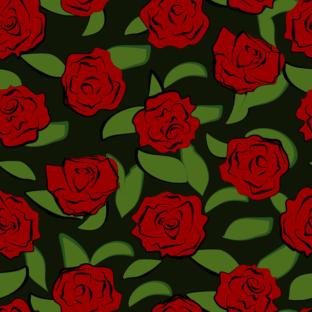 Seamless pattern with red roses. - Vector, imagen