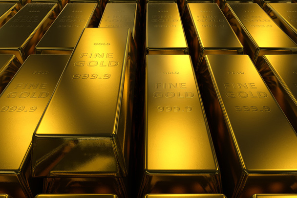 Gold bars three dimension concept Background - Photo, Image