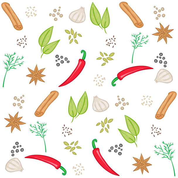 vector pattern with spices, vector food background - Vector, Image
