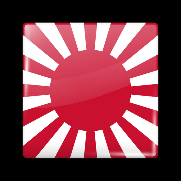 Bandera de Japón. Icono vidrioso forma cuadrada
 - Vector, Imagen